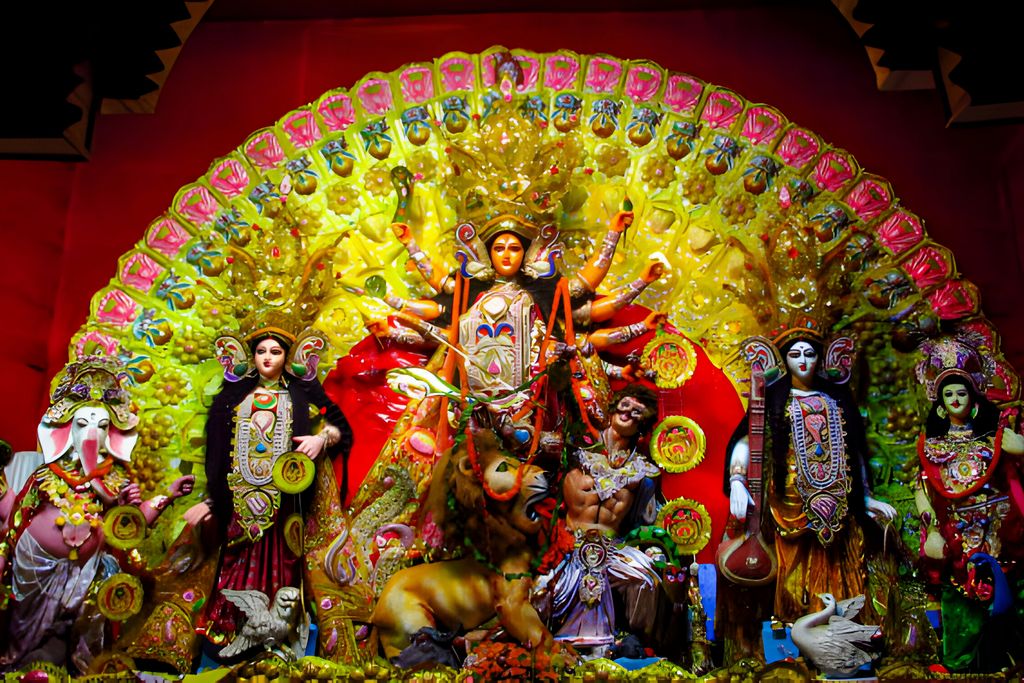 Maa Durga with her childrens during the Durga Puja festival