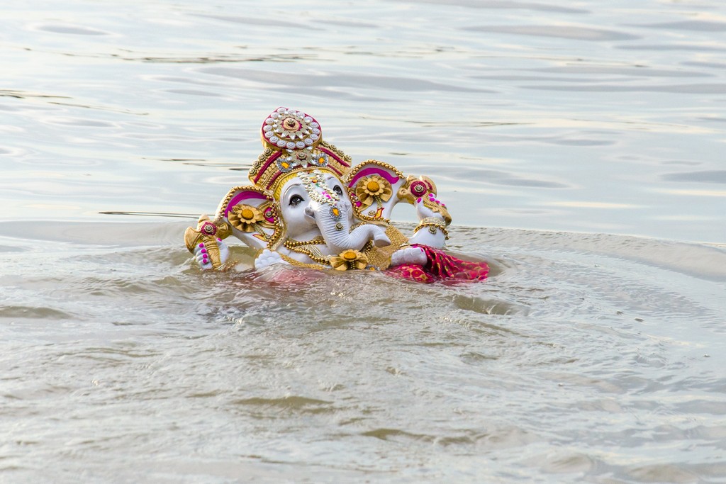 Immersion of Hindu God Ganesha idol on the occasion of Ganesh Chaturthi